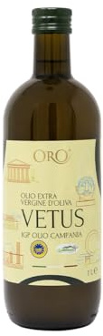 Oro Campania - Vetus Olio Extra Vergine D'oliva IGP Olio Campania, 100% Italiano, Estratto a freddo, fruttato Leggero, sapore intenso, cucina Gourmet, 1L