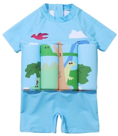 Kids Swim Vest One Piece Toddler Swimming Costume Girls Suits,Rash Guard Swimsuit with 1/4 Zip Sun Shirt UPF50+ Swimwear Bathing Suit Top