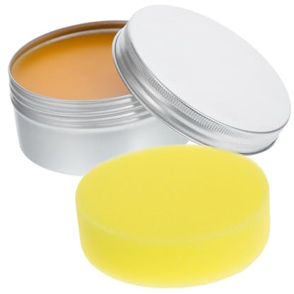 IWOWHERO Beeswax Wood Polish Solid Wax for Hardwood Floors and Redwood Furniture Maintenance with Sponge Scratch Repair Water Resistant Protective Wax Polish for Cabinets Chairs and