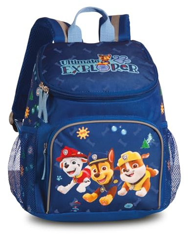 Paw Patrol Rucksack mit Chase, Marshall und Skye Jungen Mädchen von 3-6 Jahren, Kita- und Kindergartentasche mit Brustgurt – 31cm x 25cm x 10cm 8L Fabrizio (M, Blau)