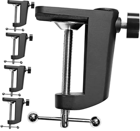 LRXIYODE 5pcs Adjustable Metal Desk Clamp for Mic Stand Suspension Microphone Mount with Installation Heavy Duty Table Mount Holder for Streaming and Broadcasting