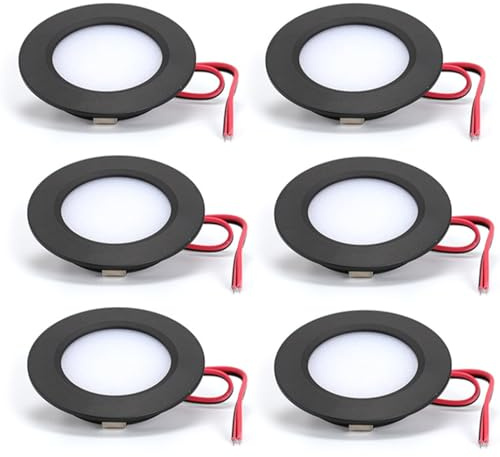 WORLUDE 6 Stück LED Einbaustrahler, 12V Campervan Eingebaute Led Montage Deckenleuchten, 3W 3000K Warme Weiße Spot Lichter für Wohnwagen Boot Yacht Wohnmobil Kabine Unter Schrank Küche