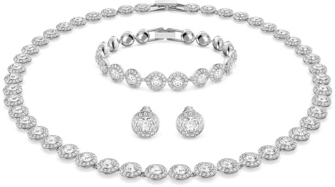 AOWVUTS Juego de Joyas de Plata para Mujer Collar de Cristal Pendientes y Pulsera con Diamantes de Imitación Conjuntos de Joyas de Boda con Zirconia Cúbica Regalos para Fiesta Novias
