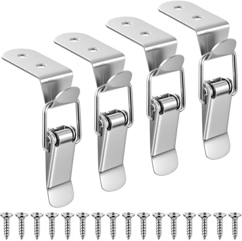 4 Pcs Fermeture à Levier à Pression, Fermoir à Bascule Loquets à Bascules en Acier Inoxydable, Loquet à Bascule à 90 Degrés, Loquets Verrous à Tension Loquet à Ressort pour Valises, Boîtes, Armoires