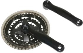 cyclingcolors Fahrradkurbelgarnitur mit Kurbelarm, dreifachem Kettenblatt (42-32-22 Zähne), 150 mm Länge, Aluminium, schwarz, 118-122 mm Tretlager