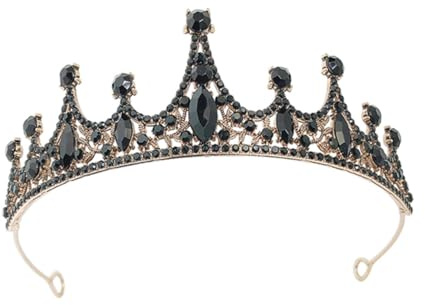 BESPORTBLE Couronne Baroque Noire en Alliage Léger et Structure Fine, Accessoire Capillaire Élégant pour Mariage et Occasions Spéciales