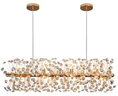 Moderne Kristall-Kronleuchter, Feuerwerk-Kristallleuchte, Sputnik-Kronleuchter, Pendelleuchte, Löwenzahn-Kronleuchter für Foyer, Flur, Eingangsbereich, Küche, Schlafzimmer, rechteckig, L100 cm