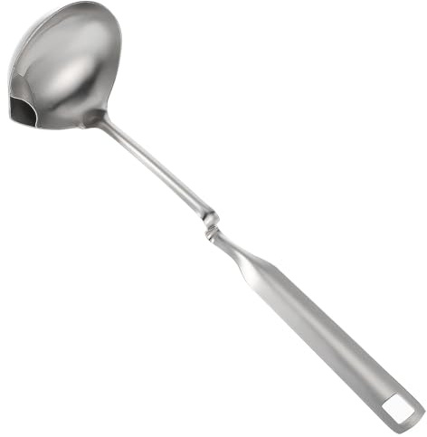 Milisten Siviera di Separazione Olio in Acciaio Inox 304 Manico e Foro, Cucchiaio Filtro Olio per Zuppa e Mestolo da Cucina per Ridurre Grassi e Scorie, Utensile da Cucina per Uso