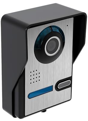 Sonnette de porte vidéo avec écran 7 et vision nocturne, interphone filaire avec caméra grand angle 92° et ouverture de porte, sonnette de porte d'entrée pour maison et appartement (noir/blanc)
