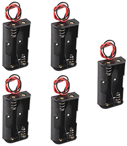 HALJIA, custodia in plastica per 2 batterie AA, 2 x AA, 3 V, con cavi, 5 pezzi