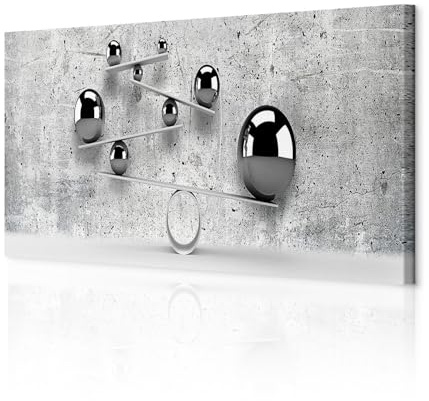 decomonkey Wandbilder Modern Kugeln 120x40 cm 1 Teilig Leinwandbilder grau | Strukturleinwand, Holzkeilrahmen, Bild auf Leinwand, Kunstdruck, Wanddeko, Wohnzimmer, Wanddekoration, Abstrakt
