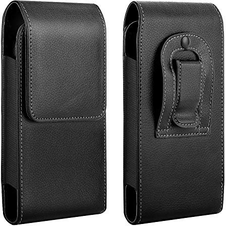 MoKo Gürteltasche, kompatibel mit 6,5 Zoll (16,5 cm), Taktische Tasche aus PU-Leder für iPhone SE 3 2022, iPhone 13 mini/13/13 Pro, iPhone 12 Mini/12/12 Pro, Galaxy Note 10, Huawei/Google – Schwarz