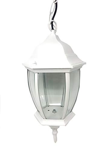 Vetrineinrete® Lanterna sospesa a tenuta stagna da soffitto attacco e27 lampada da giardino retrò applique antico per esterno a sospensione con catenaper balcone terrazzo es40 (Bianco) N19