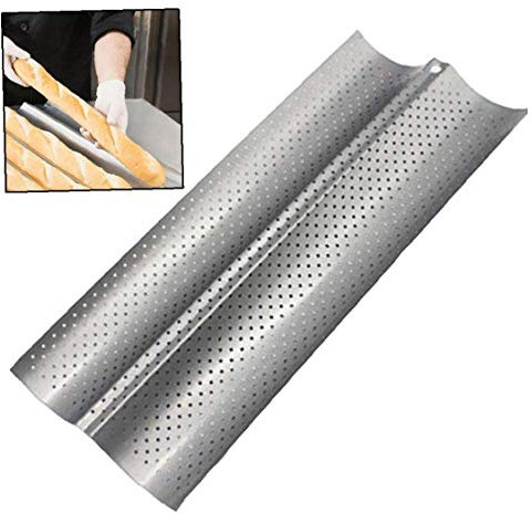 Bread Baking Tray Wave Shape Nonstick Perforated Baguette Pan for Sub Long Roll Baggettes