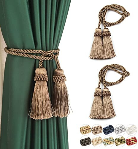 Fenghuangwu Curtain Tiebacks Handmade Curtain Holdbacks Rope with Tassel