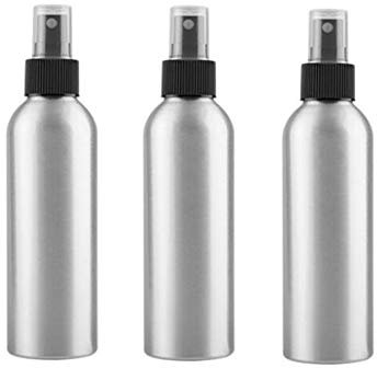 3 flaconi spray vuoti in alluminio color argento con testa spray nera, nebulizzatori per nebulizzatori per trucco, acqua, cosmetici, dispenser da viaggio per profumo, toner e acqua emolliente