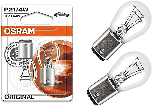 2x Original Osra.m P21/4W 12V BAZ15d 7225-02B Standard Weiß Ersatz Halogen Birne für Bremslicht Hecklicht Nebellicht vorne E-geprüft