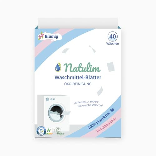 Natulim - Detersivo in strisce per lavatrice (40 lavaggi) - Include effetto morbidi, ecologico, anallergico, Zero Waste, Made in EU - Set pulito e morbido senza sporcare il pianeta (Fragranza Floral)
