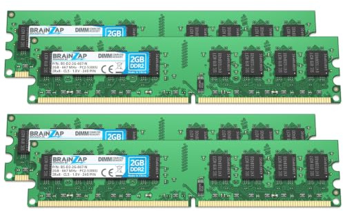 BRAINZAP 8GB (4x2GB) DDR2 667MHz PC2-5300U-555 DIMM CL5 2Rx8 1.8V Unbuffered Non-ECC RAM memoria per PC desktop Modulo di memoria Memory