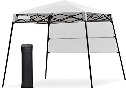 COSTWAY Gazebo Pieghevole da Giardino 210 x 210CM, Struttura in Acciaio, Altezza Regolabile, Gazebo da Esterno con Borsa, Ideale per Feste, Barbecue, Giardino e Spiaggia (bianco)