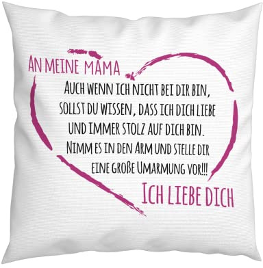 LIEBTASTISCH - An Meine Mama Kissen Mit Füllung - 40x40cm - Zum Geburtstag Oder Muttertag - Geschenk für Die Beste Mama