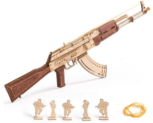 RoWood 3D Puzzles for Adults, Rubber Band Gun AK47 Model Kit, DIY Wooden Puzzles Wooden Model Building Kit Creative Toy Wooden Kits Assembly Puzzles, Gifts for Adults