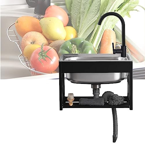 Duchunsheng Fregadero Camper, Fregadero Acero Inoxidable 1 Seno Comercial De Cocina con Grifo Y Protector contra Salpicaduras, Pila De Lavar, Muro Fregaderos Industriales, para Garaje Bares