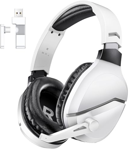 WolfLawS Wireless Gaming Headset with Noise Canceling Microphone for PS5, PC, PS4, 2.4G/Bluetooth Gaming Headphones with USB and Type-c Connector, Wired Mode for Controller Gamecube