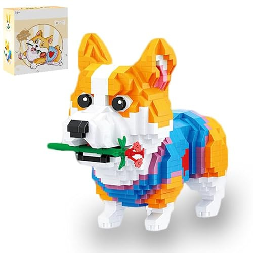 YILETKC Niedliche Hund Mikro Bausteine, 997 Teile Corgi Klemmbausteine Spielzeug Modell, DIY Mini Bausteine Spielzeug, Geschenk für Teenager und Erwachsene Architektur