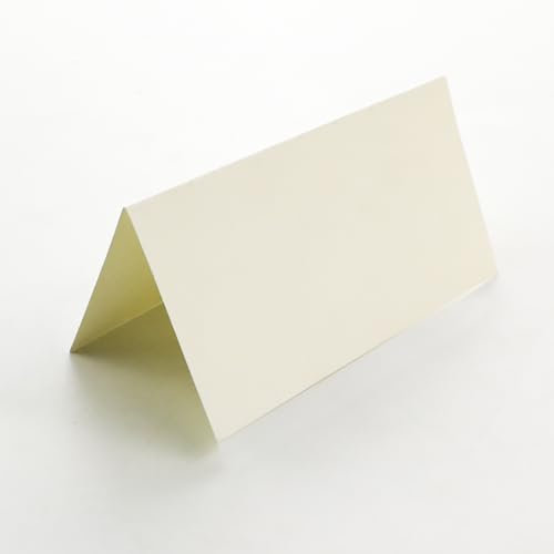 100 Tarjetones para Escribir, Tarjetas de Mesa en Blanco, 10 x 5 cm, como Tarjetas de Lugar, Tarjetas de Nombre, Cumpleaños, Bodas, Bautizos, Reservas de Mesa, etc. (Marfil)