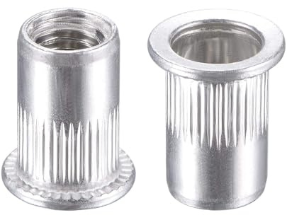 TA-VIGOR 25Pcs M8 Rivet Nuts, Aluminium Alloy Knurled Flat Head Threaded Insert Nut Silver for Automotive Furniture