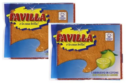 Favilla spugna abrasiva ecologica al limone per la pulizia casa cucina pentole vasellame 2 pezzi