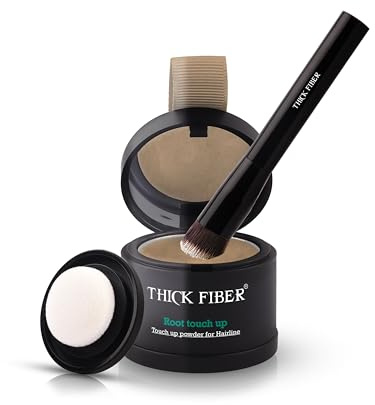 THICK FIBER Root Touch Up (Rubio) CON PINCEL - Fibras capilares para ocultar la pérdida de cabello y las canas - Apto para mujeres y hombres - Oculta instantáneamente canas y calvas (Rubio)
