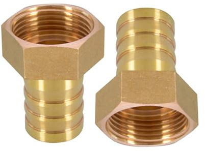 TICFOX 2 Stück 1 Zoll Messing Schlauchtülle, 25mm Massive Messing Gartenschlauchanschlüsse Verbindungsstücke Adapter Stecknippel auf NPT Innengewinde leckfrei für Wasser, Luft, Gas