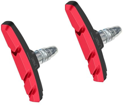 Ruayia Bremsschuhe für V-Brake, 1 Paar Fahrrad Bremsbacken 70mm, Hohe Bremsleistung Bremsschuhe für Seitenzugbremse V-Bremse, 2 Stück Bremsbeläge Bremsschuh Set mit Bolzen - Schwarz und Rot