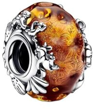 Abalorios Charms Colgantes de Vidrio del Rey León Murano Plata de Ley 925 con Compatible con Pulsera, Charms para Mujer