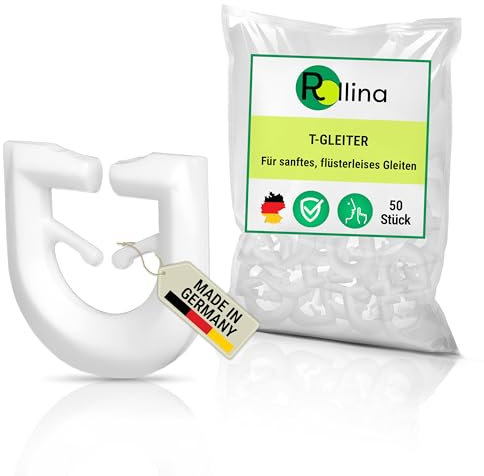 Rollina T deslizador | Gancho de cortina adecuado para riel de cortina en T con perfil en T | Caravanas, camiones, camping, accesorios y piezas de repuesto (50, blanco)
