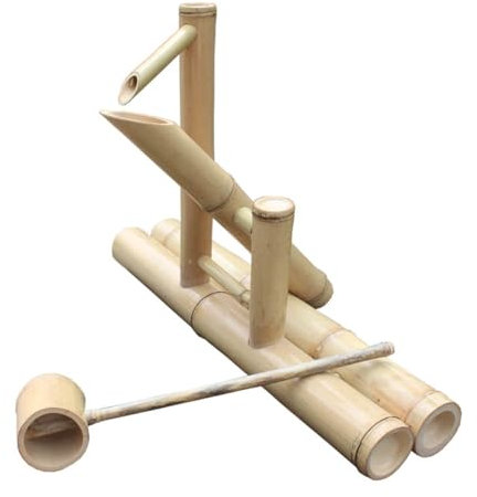 Fontana ornamentale in bambù naturale con pompa per cortile giardino zen giapponese Feng Shui decorazione paesaggistica sistema di circolazione dell'acqua kit 45 cm