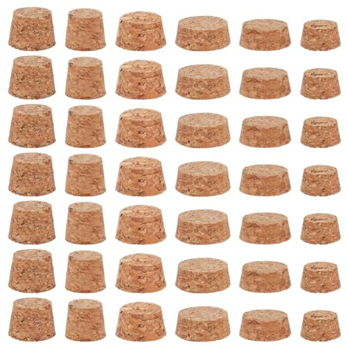 GORGECRAFT 42Stk 6 Größen Konische Korkstopfen Korkflaschenverschlüsse 19.5mm Bis 30mm Natürliches Holz Weich Kleine Bastelkorken Deckel Ersatz Für Wein Glasflaschen Einmachgläser Heimwerkerbedarf