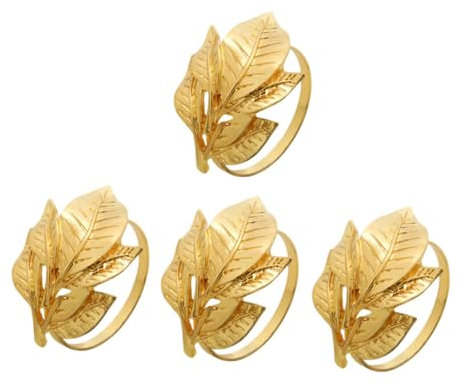 WATIIFUFU 4stücke Kreative Goldene Serviettenringe Design Für Hochzeiten Und Hotel-Dekoration Wiederverwendbar Für Festliche Anlässe Und Tägliche Tischgestaltung