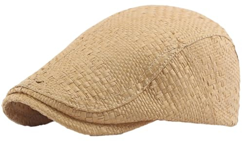 Chapeau de paille pour homme et femme - Respirant - Béret plat réglable - Pour artiste peintre, kaki, Taille unique