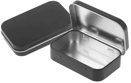 Nhgkju 2 Stück Mini Praktische Metalldose Zum Organizer von Alltagsgegenständen Aufbewahrungsbox mit Deckel Aufbewahrungsboxen 95x 60 x 20mm Schwarz