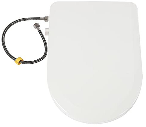 Bidet Toilet Seat PP Non Electric Toilet Seat Attachment w/Dual Nozzle, Toilet Seat Cover with 1/2 3 Way Connector (D Shape)