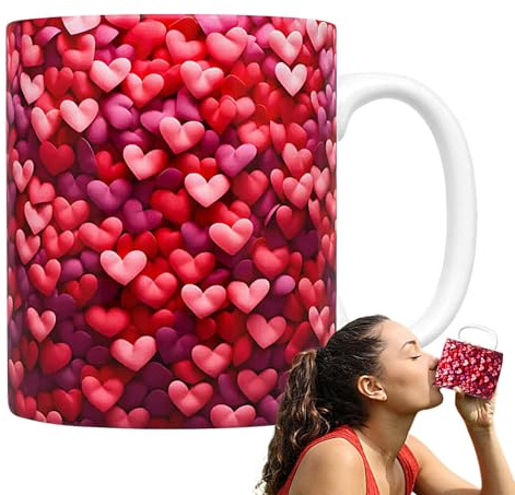 Tazze da caffè di San , tazze a forma di cuore con decorazioni di San ,Tazza in ceramica con tazza di San | Tazzine da caffè da 350 ml Tazza da amore, Tazza da tè Decorazione da scrivania Bicchieri pe