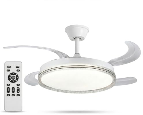 azorex Ventilador de Techo con Luz LED 60W Regulable y Motor DC 30W Silencioso, 6 Velocidades, Control Remoto, Temporizador 2H/4H, Iluminación Ajustable 3000K-4200K-6500K, 107cm, Luz Nocturna