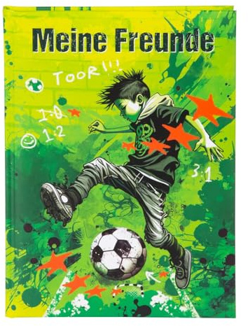 goldbuch 43 133 Carnet d'amitié Motif Stürmer Format A5 avec 84 pages illustrées Pour la crèche, le port et l'école primaire Pour meilleurs amis à l'école Impression d'art avec motif footballeur