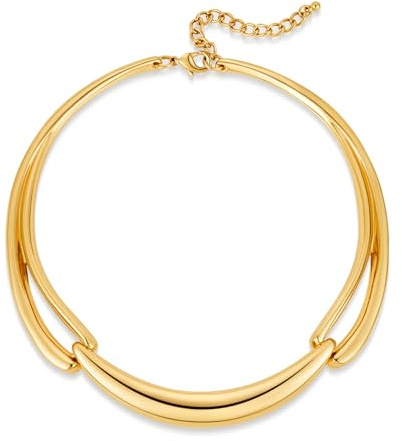 WOWORAMA Chunky Choker Halskette für Frauen Gold Silber Tropfen Choker Halsketten Frühling Offenes Cuff Kragen Metall Statement Halskette