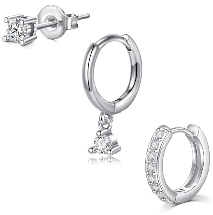 Longita 3-delat öronpiercing set rostfritt stål – justerbara örhängen och örhänge helixpiercingar för tragus conch guld och silver Iför kvinnor, Rostfritt stål