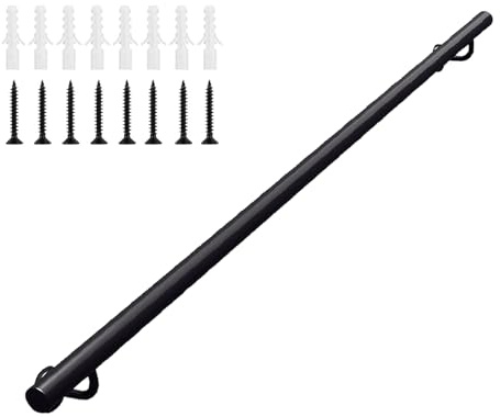 Pasamanos industrial de hierro forjado de 1, 2, 3, 4, 5 y 6 metros, de metal negro, para montar en la pared, para escalones, pasamanos, barra de soporte para pasillo, mango antideslizante.(120cm)