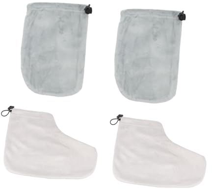 MAGICLULU Paraffintherapie Zubehör 2 Paar Handschuhe und Fußabdeckungen aus Baumwolle und Plüsch zur Wärmeerhaltung für Spa und Paraffinbehandlung Zufällige Farbe